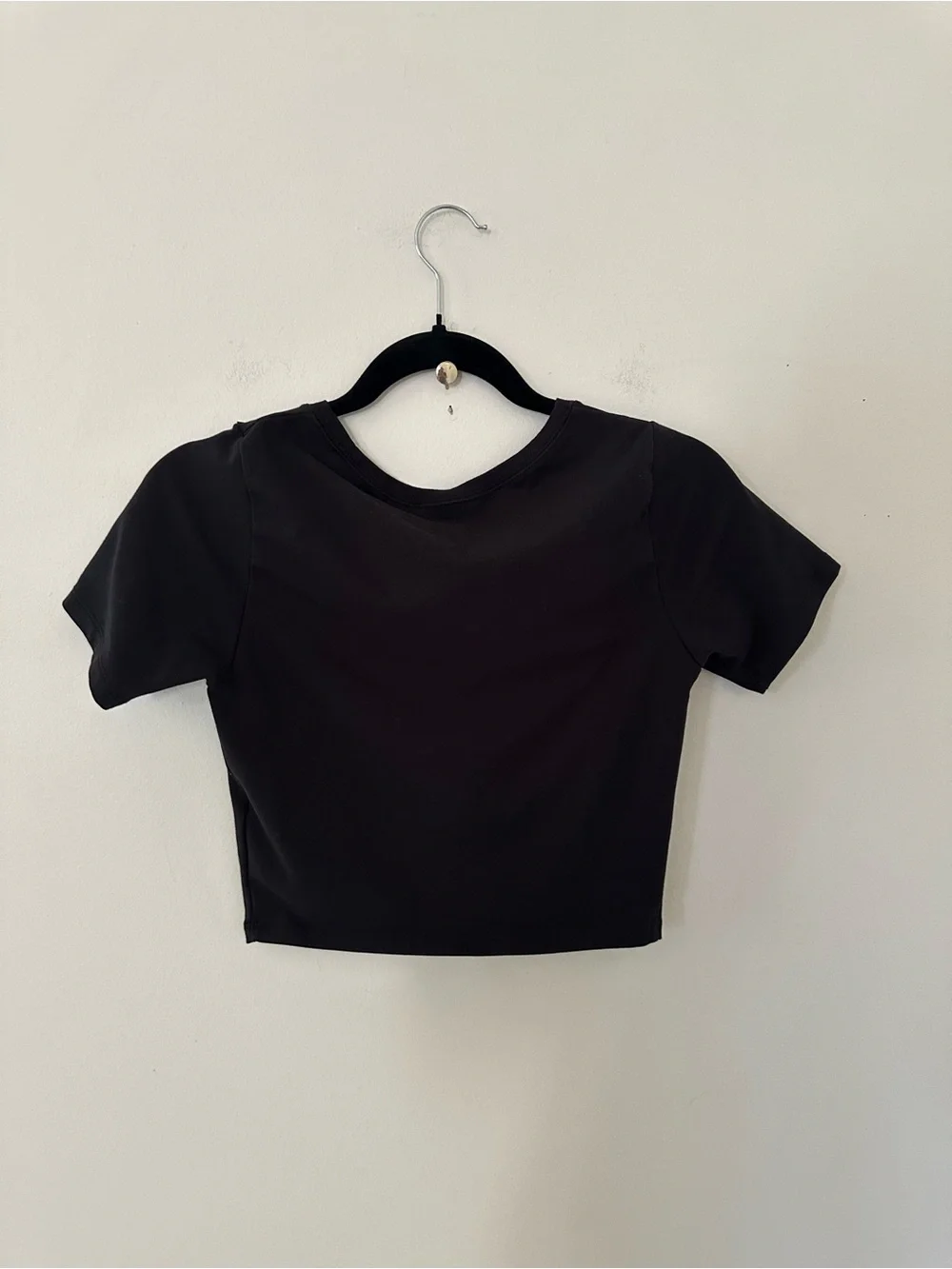 Nike Black Crop Top with White Swoosh size S